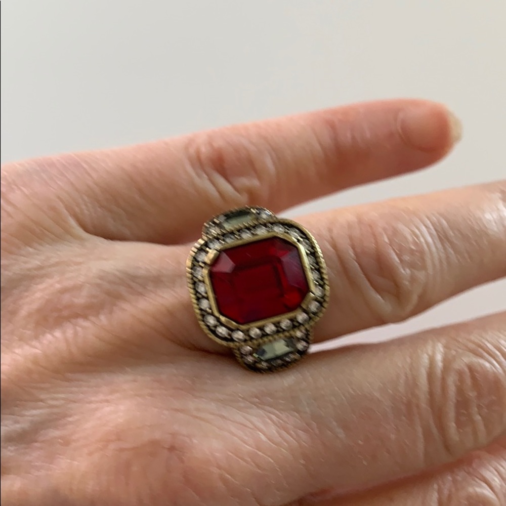 Cocktail Ring With Ruby Colored Stone And Cz - image 8